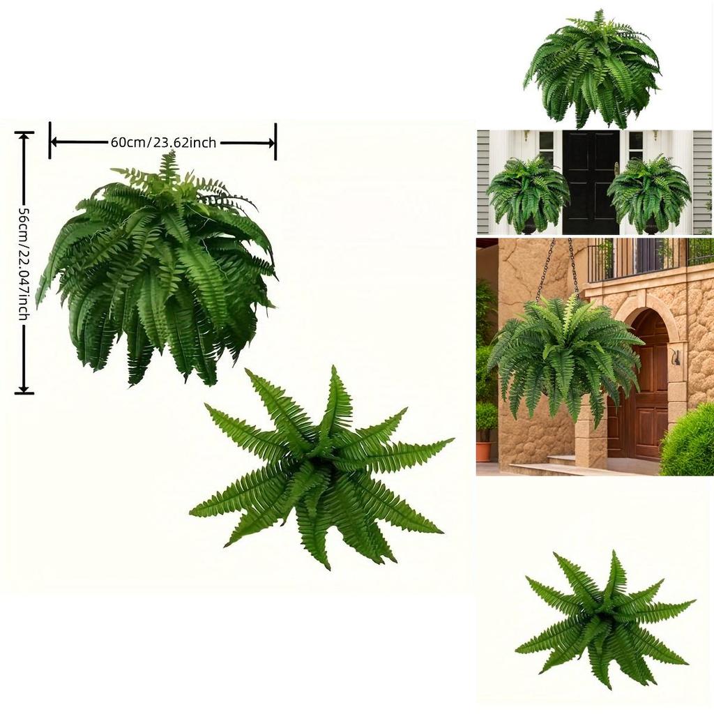 Boston Fern Artificial Plant With Uvresistant Plastic Foliage For Home Decor And Office Space