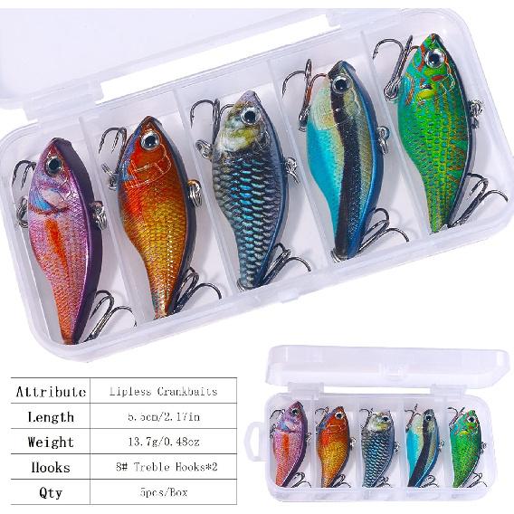 Lipless Crankbait, Rattle Trap Fishing Lures for Freshwater Saltwater, Lipless Crankbaits for Bass Fishing Lure Set for Bass Trout Walleye Redfish