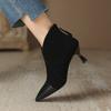 Fashion NEW Autumn Women Boots Sheep Suede Leather Shoes for Women Pointed Toe Thin Heel Boots Elegent High Heel Ankle Boots Daily Shoes