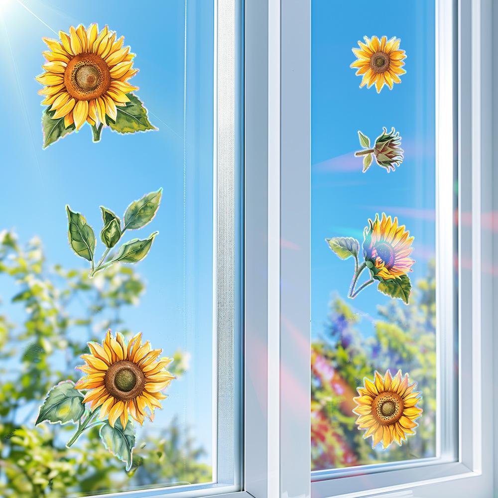 Frische Sonnenblume Glasfenster Auslage Balkon Heimverschönerung und Dekoration Antistatische Fensteraufkleber