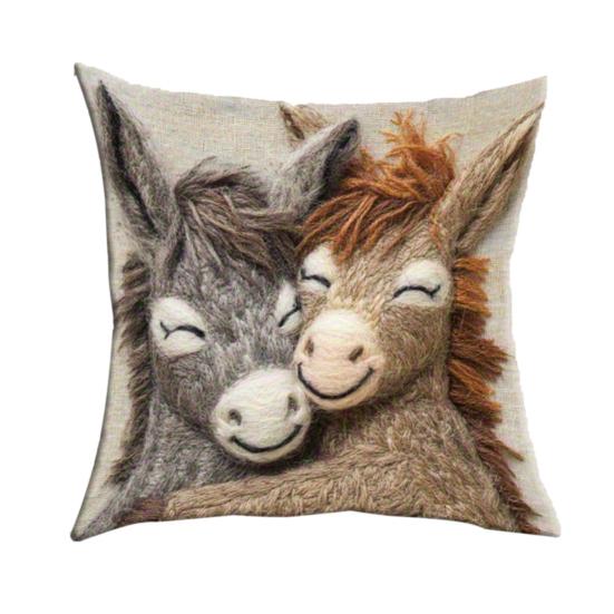 Cushion Cover Embroidered Animal Print Hidden Zipper Replaceable Design Sofa Pillowcase Home Living Room Bedroom Office Decor