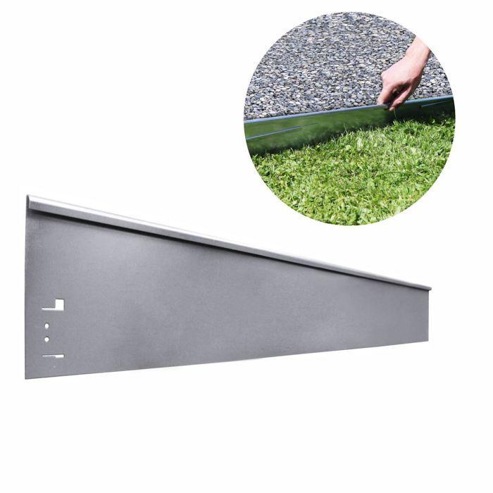 Bordure de Jardin métal 18,5 cm x 113 cm, gris - ICH-ZAPFE.DE - Pièce d'extrémité