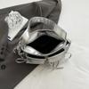 Double Pockets Design PU Leather Shoulder Bags for Women 2024 New Fashion Trend Crossbody Bag Female Silver Handbags