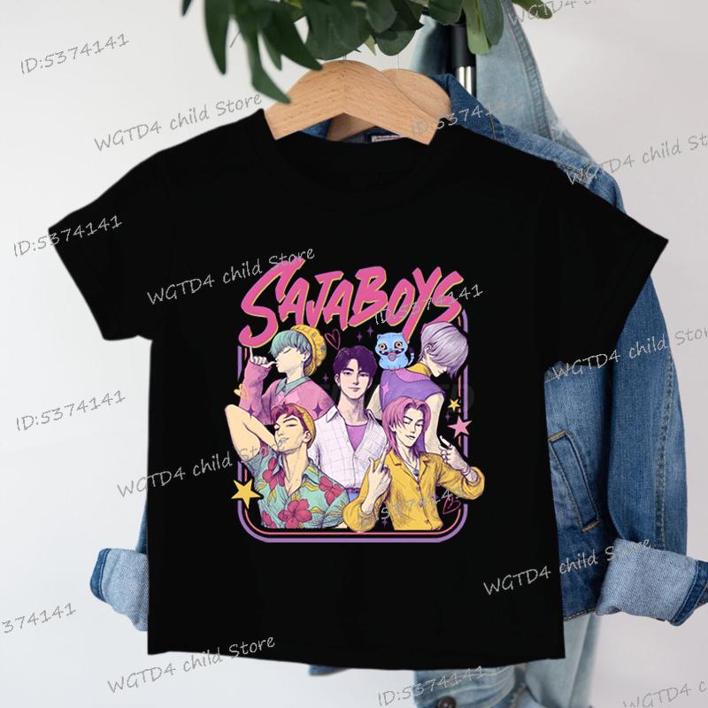 Kpop Demon Hunters Cartoon Tee Shirt Harajuku Cool Kids T-shirts Cotton Summer Tops Saja Boys Outfits Gift Baby Girl Boy Clothes
