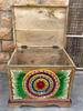 Wood Painted Carved Storage Box Coffee Table-Wood Central Chest with Floral Carved Trunk for Home Décor Organizing Artwork Home Furniture