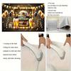 2D Flat Beer Barrel Birthday Banner Black & Gold Themed Backdrop for Men's Beer Celebration Party