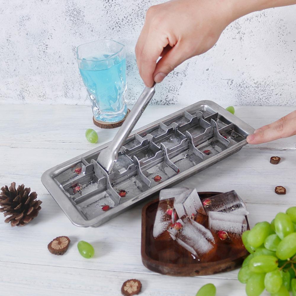 18 Slot Ice Cube Tray Stainless Steel Ice Cube Maker Practical Ice Cubes Mold Drinking