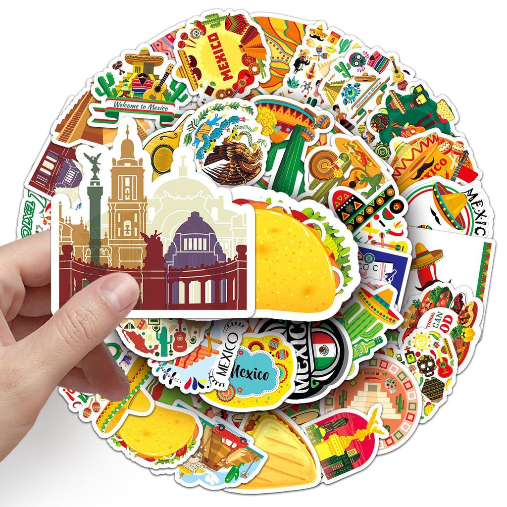 50 Mexico Travel Stickers Outdoor Mexico Landscape Landmark Decorative Water Cup Suitcase Stickers