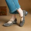 Krazing Pot Stain Sheep Skin Summer Size 40 Mary Janes Low Heels Gray Color Leopard Prints Round Toe Elegant Shallow Pumps