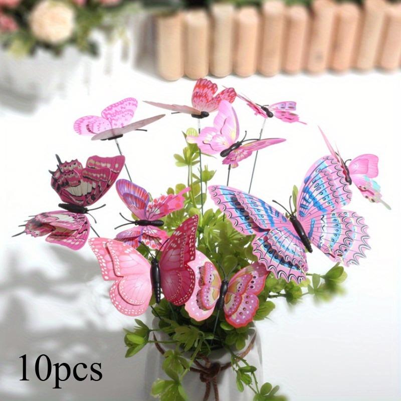 10 Stück 3D-Schmetterlings-Dekorations-Gartenspieße - Elegante & Realistische Dekorations-Auslage - Perfekt für Hochzeiten, Partys und DIY-Bastelarbeiten