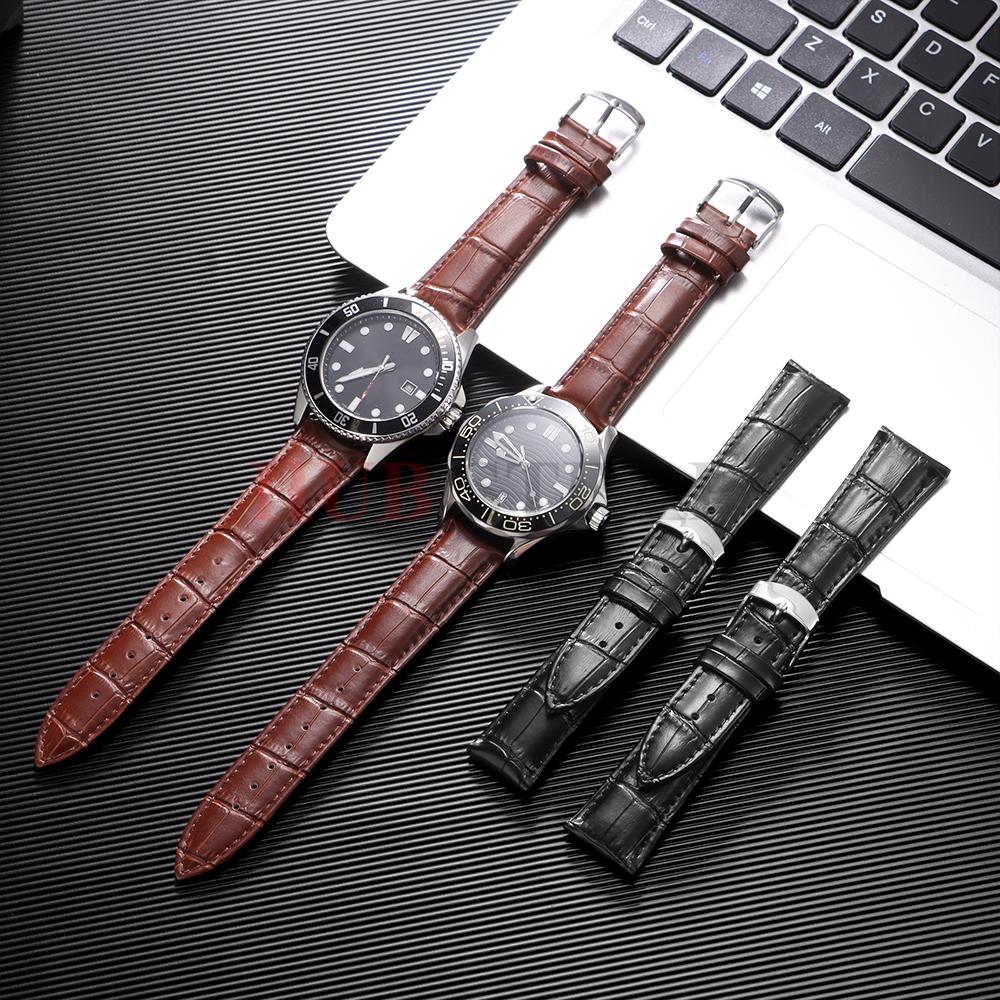 12/14/16/18/20/22/24mm Genuine Leather Watchbands Men Women Watch Band Strap Steel Pin Buckle High Quality Wrist Belt Bracelet