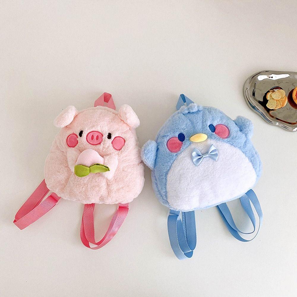 Penguin Cartoon Plush Backpack Pig Animal Plush Backpack Fashion Cartoon Plush Schoolbag Children