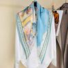 Versatile Light Blue Silk Silk Scarf Women'S 100% Mulberry Silk Square Scarf Spring And Autumn Foreign Style Small Scarf With Shirt
