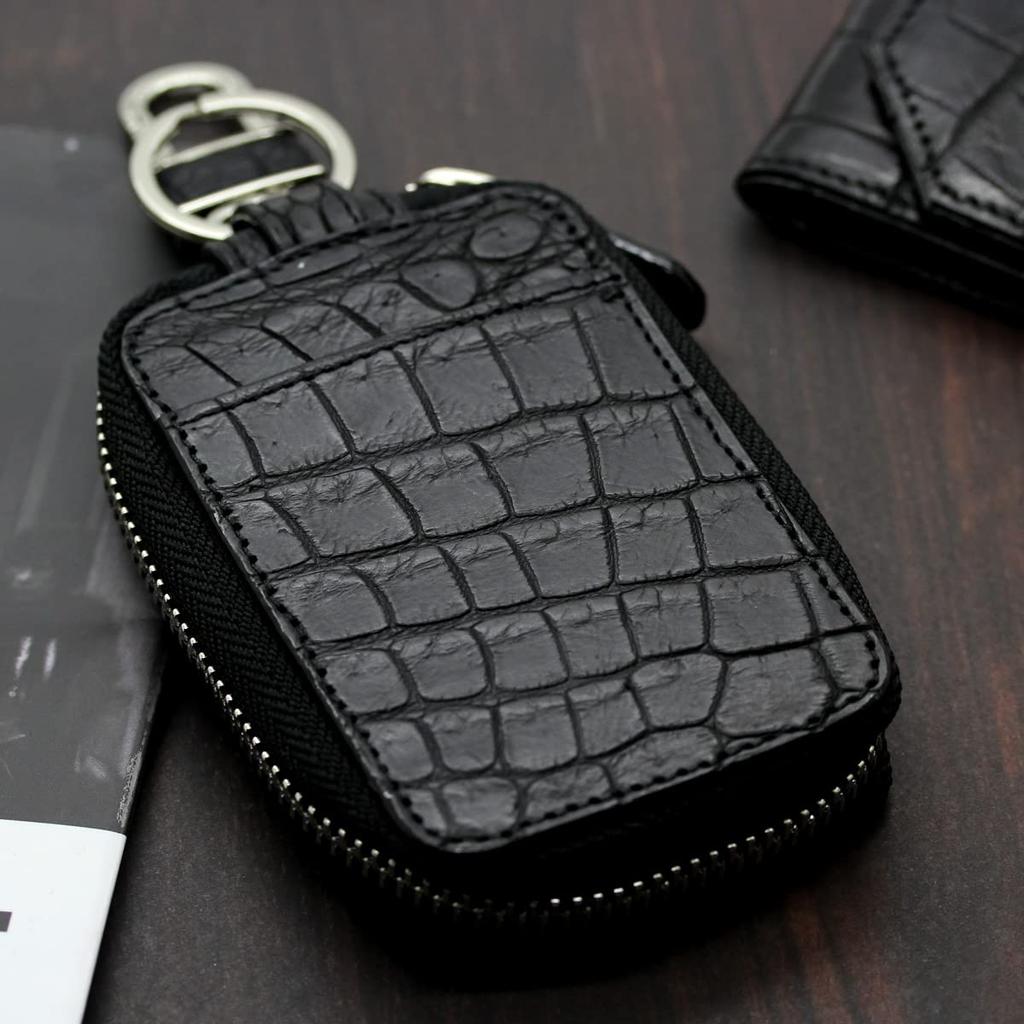 [Revetta] Crocodile Leather Smart Key Case, Black, Genuine Leather, Men's, Matte Finish [083-1crk-1]