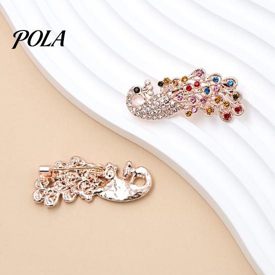 Colorful Peacock Jewelry Rhinestone Brooch Pin, Animal Shape Alloy Lapel Sweater Secure Clasp Cardigan Coat Clothing Accessories, Gift for Women