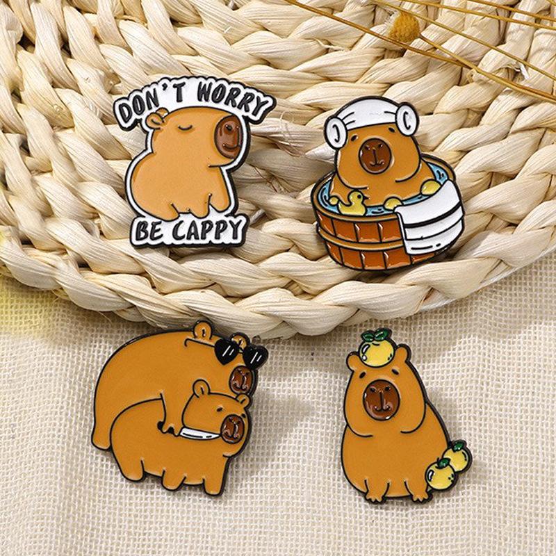 Broche Mignonne Originale Capybara Dessin Animé - Insigne Adorable en Alliage & Décoration de Livre