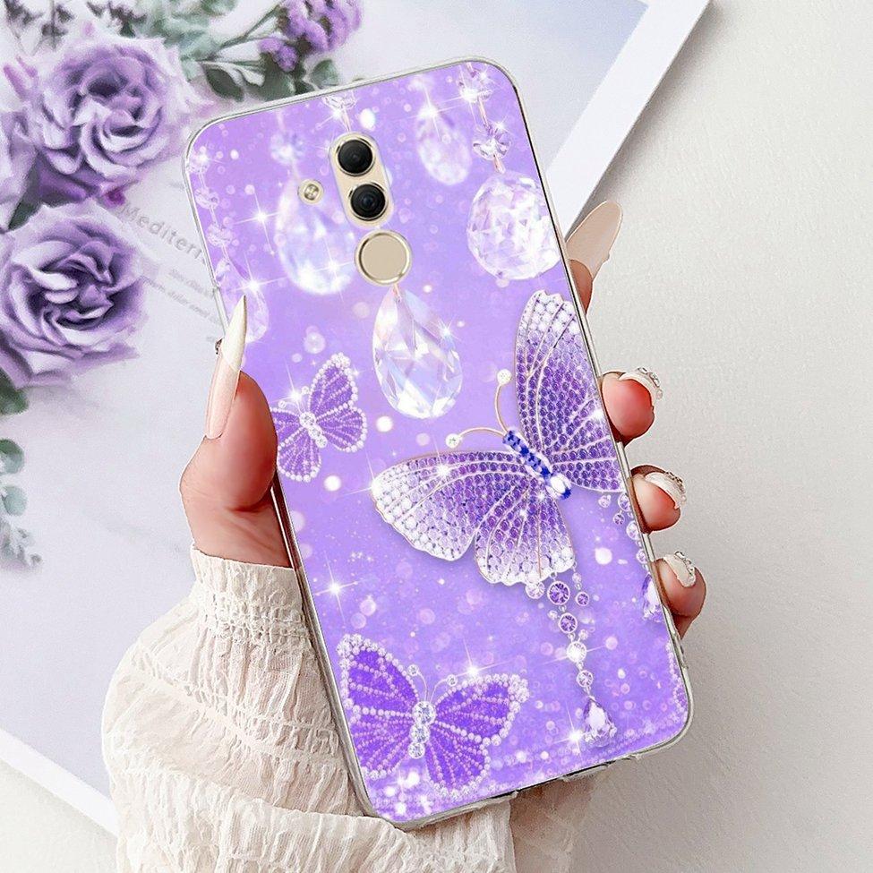 Clear For Huawei Mate 20Lite SNE-LX3 INE-LX2 Back Cover For Huawei Mate 20 Lite Case Cute Cartoon Cat Luxury Flowers Funny Funda