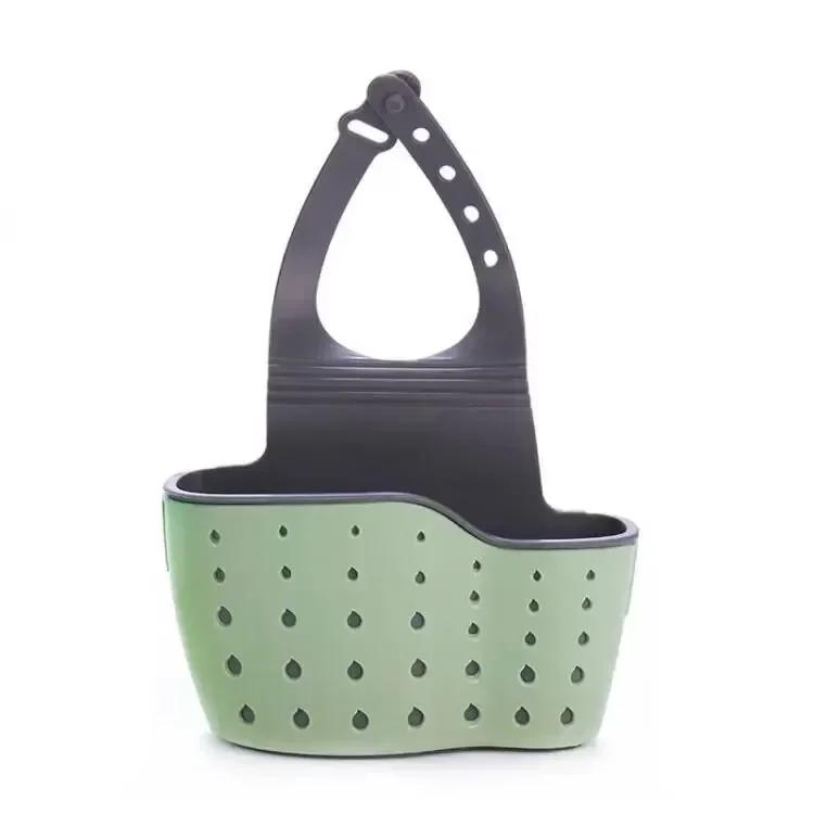 Home Storage Cestello di scarico Supporto per lavello da cucina Mensola per sapone e spugna regolabile Cestello di scarico appeso Borsa Accessori da cucina