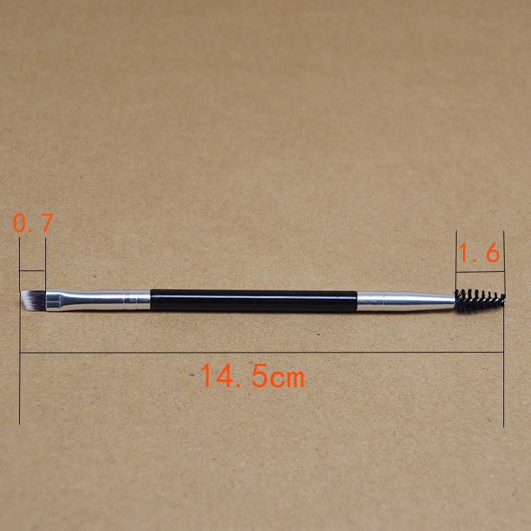 Double-head Eye & Brow Makeup Brush Set: Eyeshadow Sponge, Angled Brow Brush, Mascara Curler, Spiral Brush