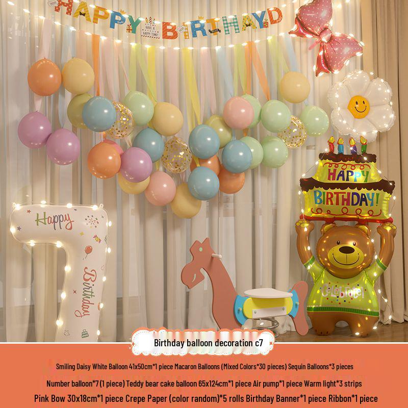 Xiaohongshu First Birthday Balloon Decoration Set for Boys and Girls: Party Background Scene Arrangement
