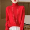 Women's High-Neck Thick Wool Pullover - 100% Pure Wool, Double-Ply for Autumn/Winter Layers