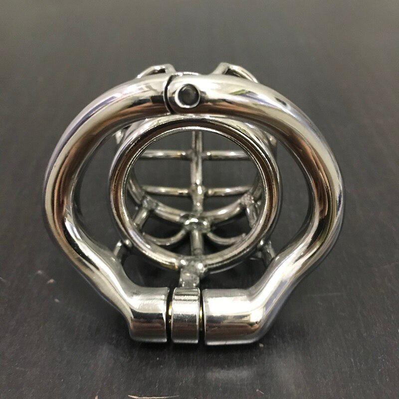Stainless Steel Short Cock Cage Ring Locking Belt Chastity Cage