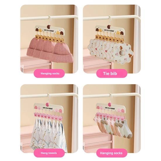 Non-Slip Hangers with Clips Multi-Clip Drying Rack Animal Claw Clip Clothes Hanger Wardrobe Organizer for Socks Underwear Home Dormitory Use