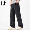 Izzue It Herren Jeans mit Spritzlack-Design, lockere gerade Passform