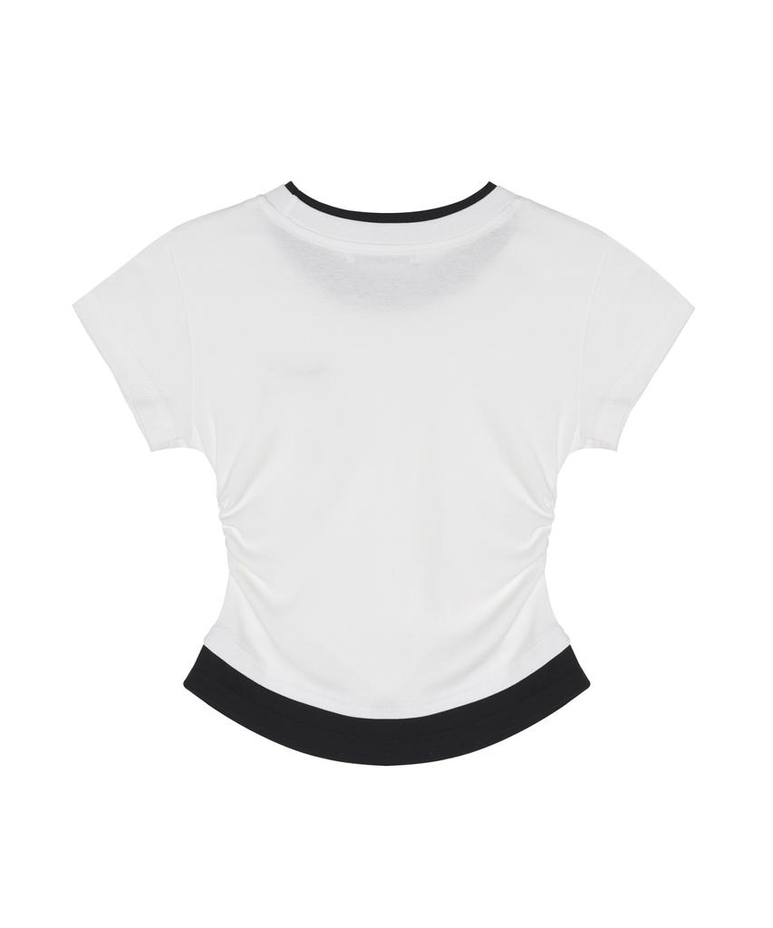 Nigaennikol Layered Shirring Slim Top_White