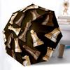 1pc Chess Pieces Pattern Automatic Open/Close Umbrella Compact Folding Umbrella, All-Season Portable Umbrella for Women/Men F1124322