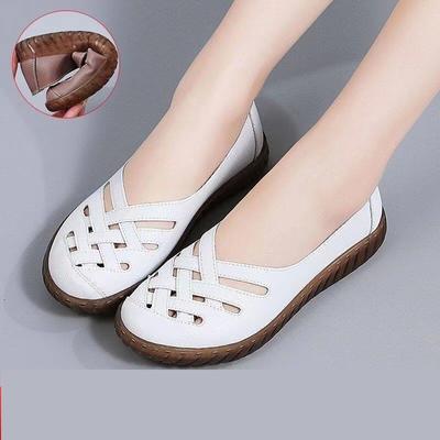 Leather Non-slip Beef Tendon Soft-soled Hole Shoes Summer Outer Wear Mother Shoes Hollow Breathable Versatile One-pedal Sandals