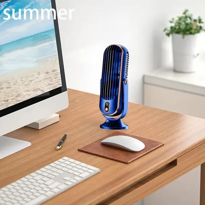 Portable USB Desk Fan Dual Motor 5-Speed LED Large Battery 360° Cooling Quiet for Office Home Travel Camping RV
