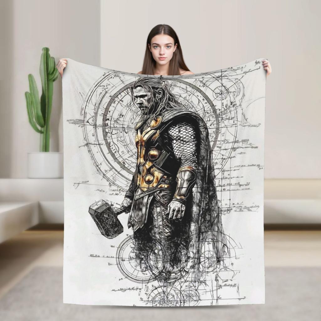 Thor Decke Warm Weich Lustig Plüsch Überwurfdecke für Sofa Sessel Picknick Flanell Bettdecke Bettbezug