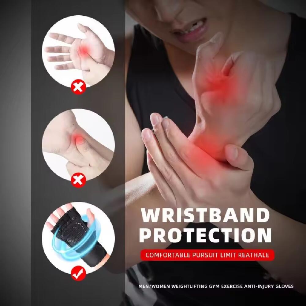 Half Finger Weight Training Gloves for Men Women Fitness Sports Wrist Palm Protector Gloves Anti-slip Gym Cycling Gloves Black