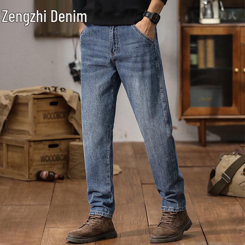 

Мужские джинсы Zengzhi свободного кроя с прямыми штанинами