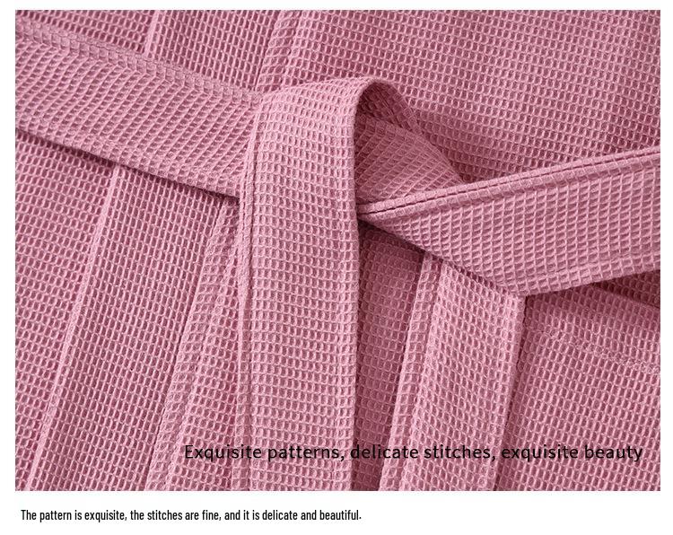 Unisex Quick-Dry Cotton Waffle Bathrobe - All-Season, Absorbent, Perfect for Steam Room & Spa