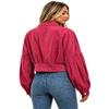 Women's Short Corduroy Jacket with Sleeves, Loose Fit
