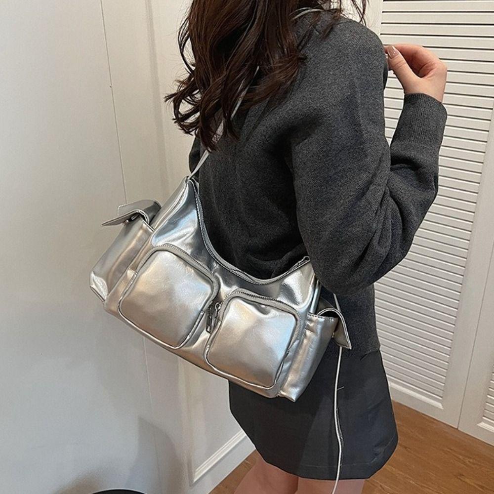 Korean Style PU Leather Underarm Bag Y2K Women Handbag Simple Pocket Crossbody Bag Women 1636₽