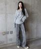 DEFYCLUBROBBERS Flight 666 Boat Neck One Shoulder Long Sleeve Melange