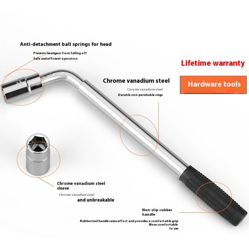 Telescoping Brace Wrench L Shape Tire Wrench Spanner For Effortlessly Nut Removal Adjustable Length High Leverages Design