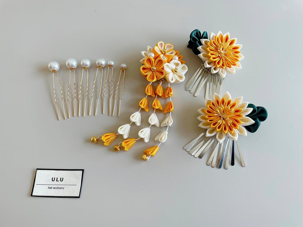 Hair Ornament Pearl Pin Head Dress for Japanese and More Tsumami-zaiku Coming-of-Age Ceremonies, Clothing, Graduations, Shichi-Go-San,