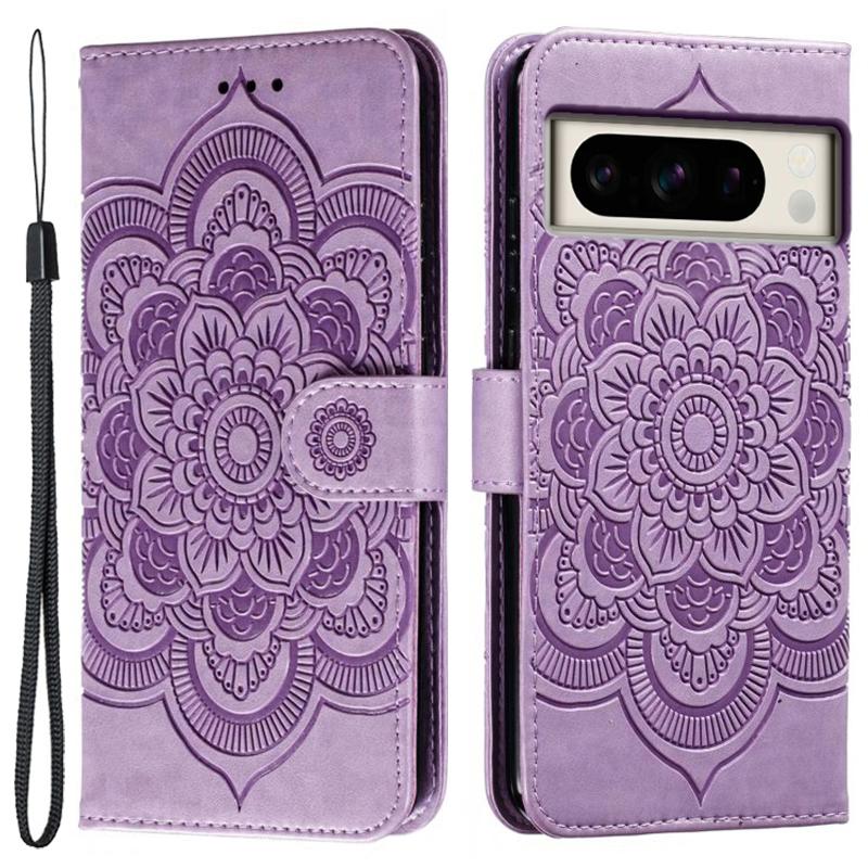 For Google Pixel 8 Pro Case PU Leather Mandala Imprinted Design Wallet Phone Cover