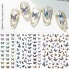 Laser Colorful Butterfly Autumn 3D Nail Art Stickers Adhesive Sliders Nail Transfer Decals Foils Decorations Nail Decals Design