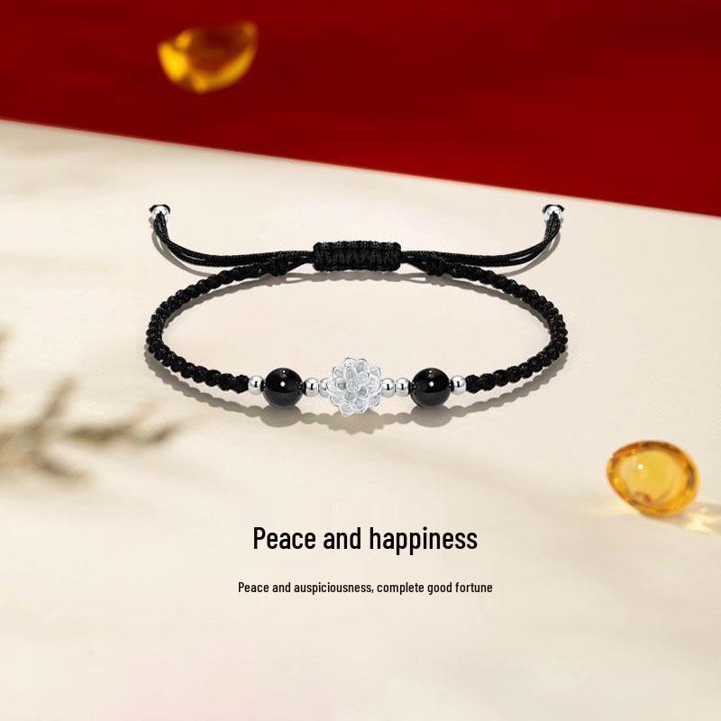 Sterling Silver S999 Lotus Weave Butterfly Bracelet - Elegant Good Luck Jewelry