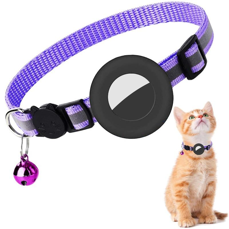 Airtag Cat Collar with Bell Reflective Anti-loss Silicone Protective Cover Small Neck Ring Cat Anti-loss