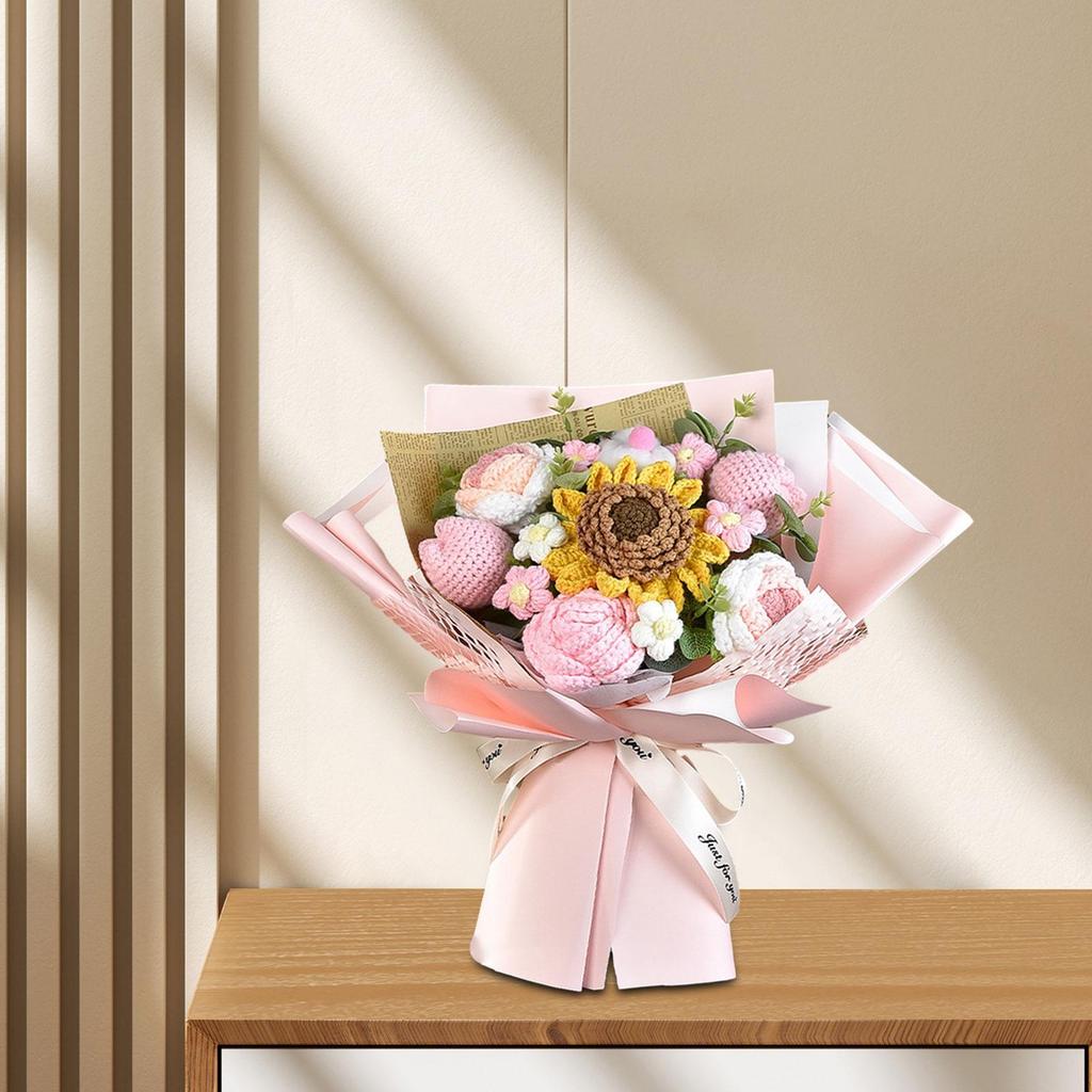 Artificial Sunflower Decorating Party Fake Flowers Crochet Flower Bouquet