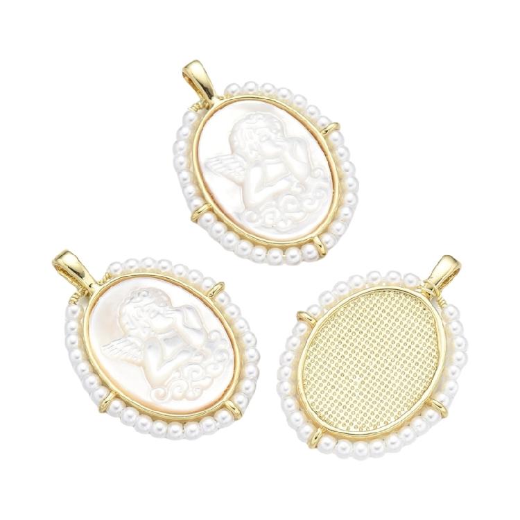 Fashionable Virgin Marys Necklace Charm with Sturdy Brass Materials and Mother of Pearls Shell Detailing Daily Use