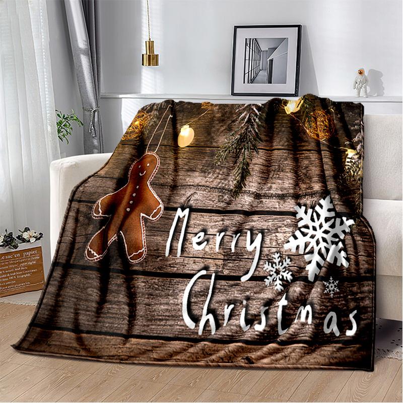 Cartoon Santa Claus Merry Christmas Tree Kid Gift  Soft Plush Blanket,Flannel Blanket Throw Blanket for Living Room Bedroom Sofa
