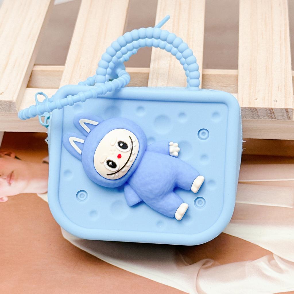 Labubu coin purse for girls small gift cute cartoon detachable doll small square bag pendant CLE