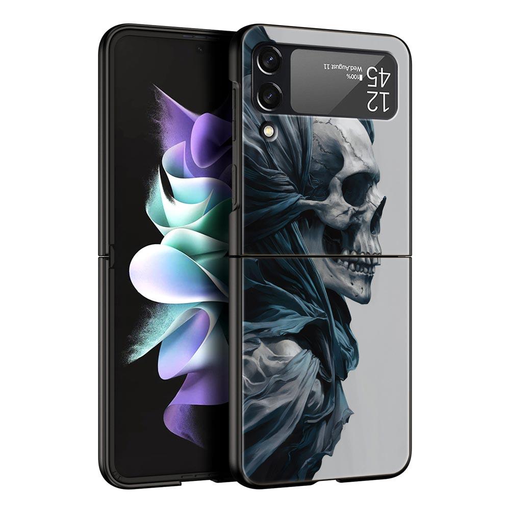 Skeleton Skull Hard PC Phone Case For Samsung Galaxy Z Flip 7 6 5 4 Black Cover For Galaxy Z Flip 3 Foldable Shell Fundas Capas